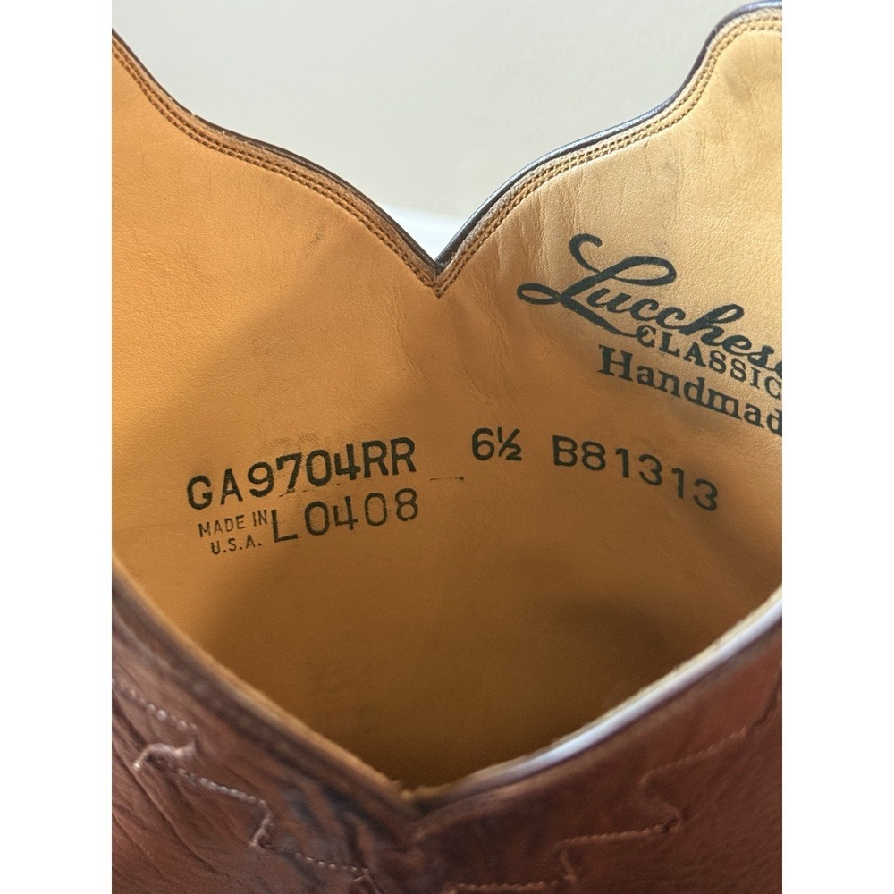 Lucchese Cowboy Boots Whiskey Florence Buffalo Leather Roper Triad 6.5 B - Picture 11 of 11